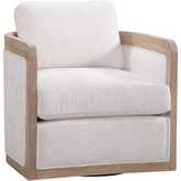 Buena Vista Swivel Accent Chair in Norse Bone Fabric & Gray Wood